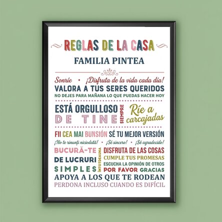 Cuadro personalizado con texto: «Normas de la casa»