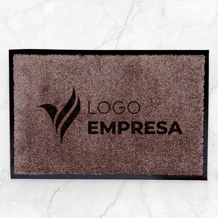 Alfombra de entrada para interior personalizada con logotipo - Marrón oscuro