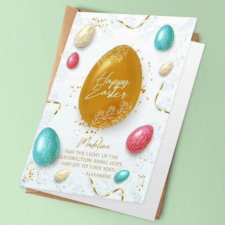 Tarjeta de felicitación personalizada con texto - Deseos de Pascua