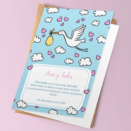 Tarjeta de felicitación personalizada con texto - New Baby