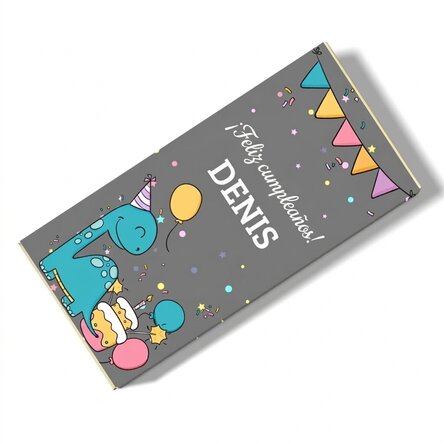 Chocolate personalizado con mensaje para niños - Happy Dino