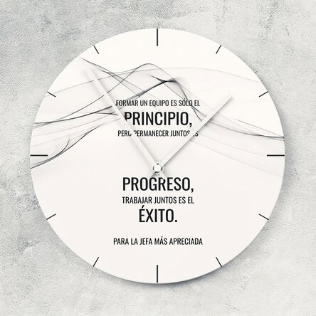 Reloj personalizado con texto: «Éxito»