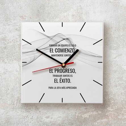 Reloj cuadrado personalizado con texto: «Éxito»