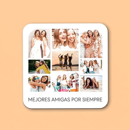 Posavasos personalizado con un collage de fotos y texto