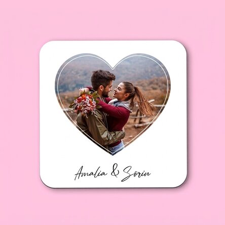 Posavasos personalizado con una foto y un texto - Love