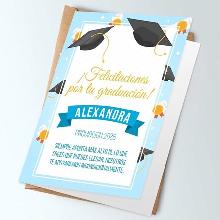 Tarjeta de felicitación personalizada con texto - Graduación