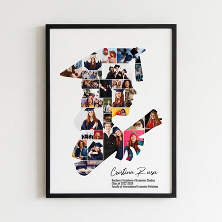 Cuadro personalizado con texto y 29 fotos para la graduación - Ella