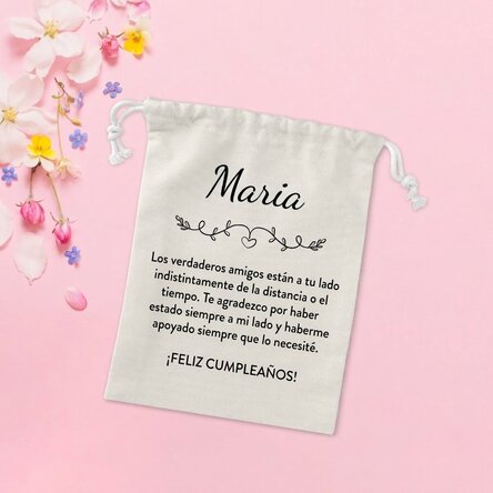 Bolsita pequeña para regalos personalizada con un mensaje
