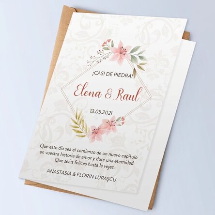 Tarjeta de felicitación personalizada con texto - Casa de piedra