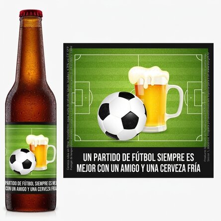 Cerveza personalizada con texto - Fútbol