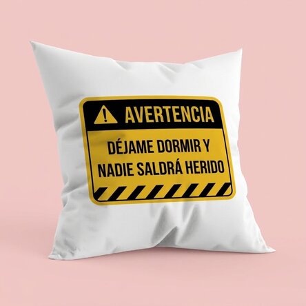 Almohada personalizada con texto - Advertencia