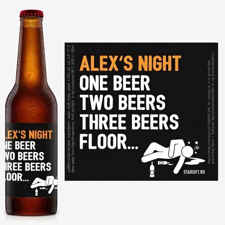 Cerveza personalizada con texto: «Una cerveza, dos cervezas...»
