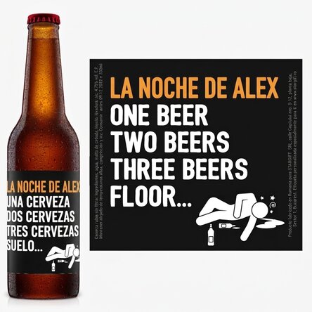 Cerveza personalizada con texto: «Una cerveza, dos cervezas...»