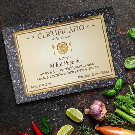 Cortador de vidrio personalizado con texto - Certificado de excelencia