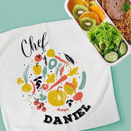 Toalla personalizada con texto: «Chef»