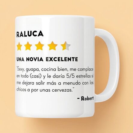 Taza personalizada con una foto y un texto - Reseña