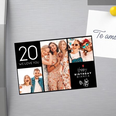 Imán de 15 x 10 cm personalizado con el texto «Happy birthday»