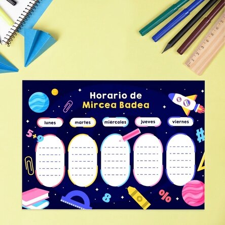 Horario personalizado con nombre - Space