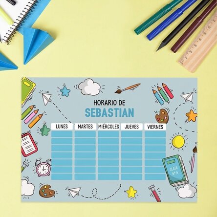 Horario personalizado con texto - Escuela
