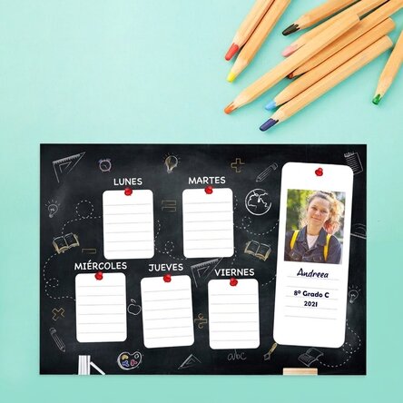 Horario personalizado con una foto y un texto - Blackboard