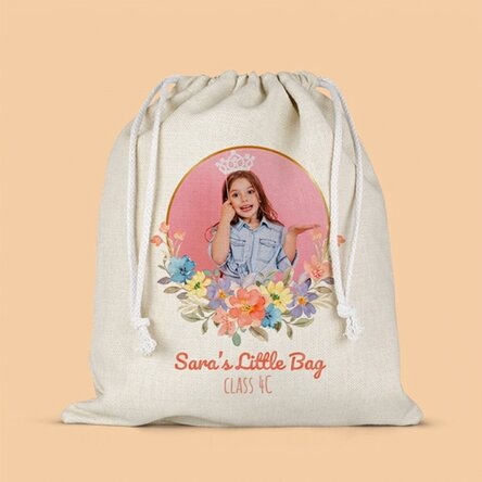 Bolsita para la guardería personalizada con un texto y una foto - Flowers