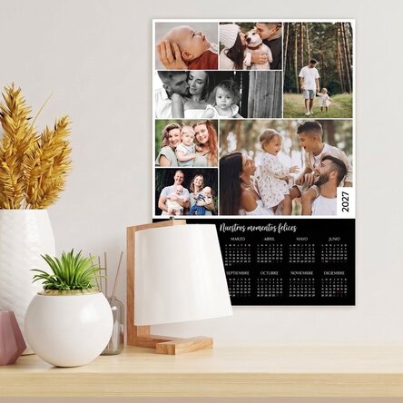 Póster calendario personalizado con 7 fotos y texto