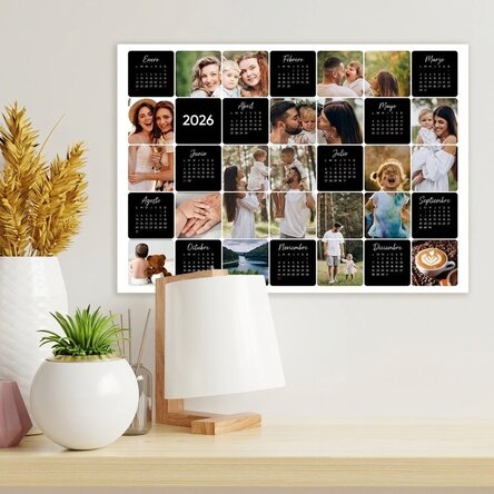 Póster calendario personalizado con 12 fotos