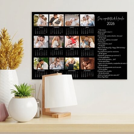 Póster calendario personalizado con 12 fotos y texto - Días especiales