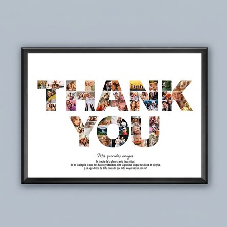 Cuadro personalizado con 46 fotos y texto - THANK YOU