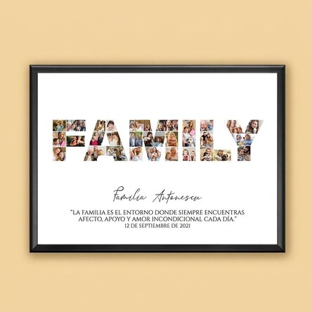 Cuadro personalizado con 30 fotos y texto - Familia