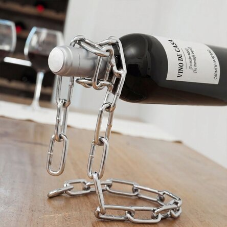 Soporte para botellas de vino con forma de cadena