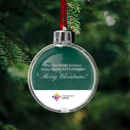 Personalised bauble with logo and message - Merry Christmas!