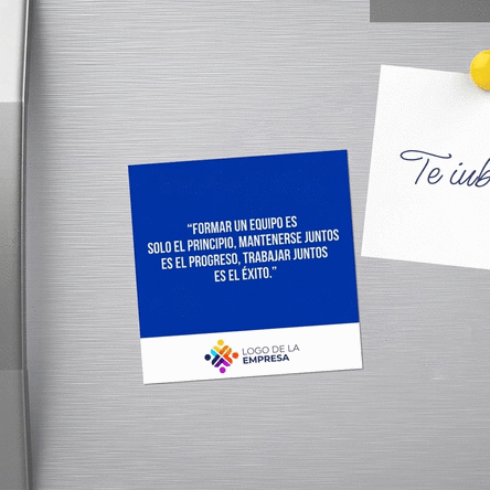 Imán de 10x10 personalizado con logotipo y texto