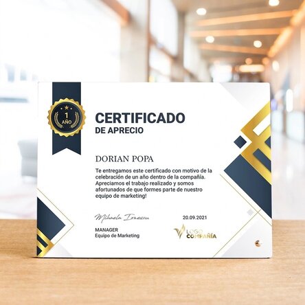 Marco de fotos de escritorio personalizado con logotipo y texto - Reconocimiento a los empleados