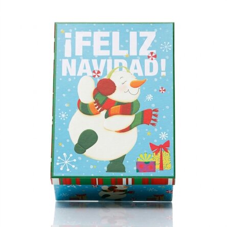 Caja de regalo navideña azul - modelo de muñeco de nieve
