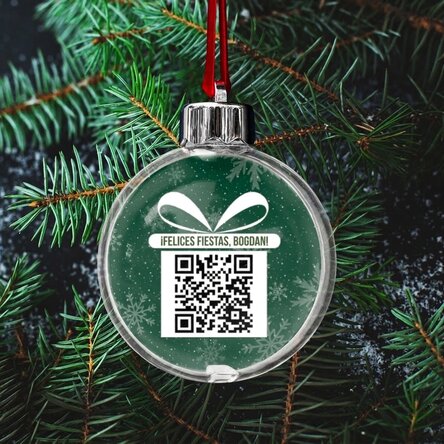 Globo transparente personalizado por ambas caras con una fotografía y un código QR