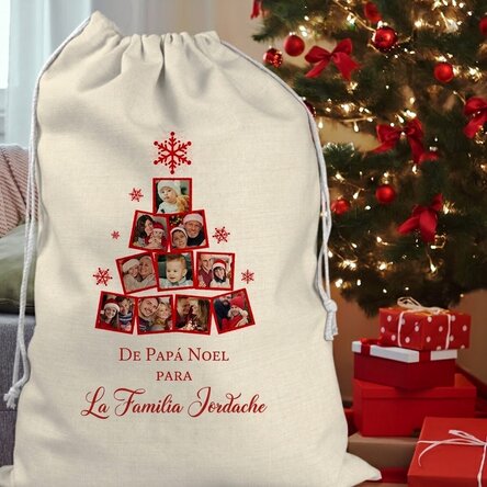 Bolsa de regalo personalizada con un collage de fotos y un mensaje