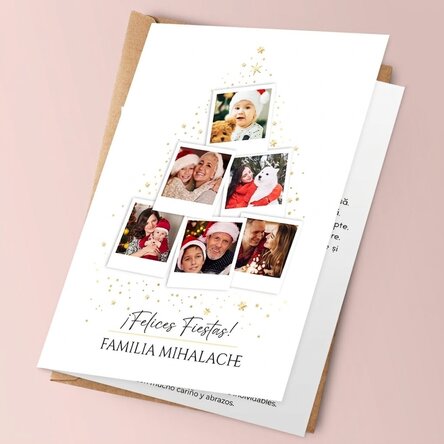 Tarjeta de felicitación personalizada con fotos y mensaje - Árbol de Navidad
