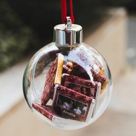 Esfera con 10 minichocolates personalizados con fotos y texto