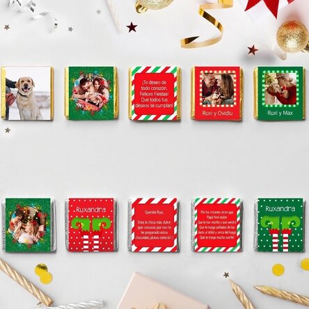Lote de 10 minichocolates personalizados - Espíritu navideño