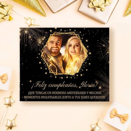 Caja de bombones personalizada con una foto y un texto - Golden
