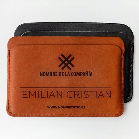 Cartera de piel personalizada con logotipo y nombre