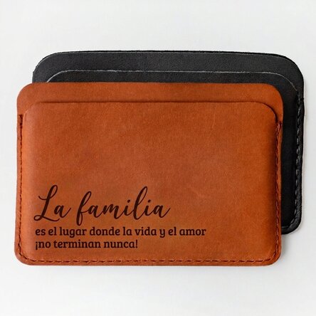 Cartera de piel personalizada con mensaje - Familia