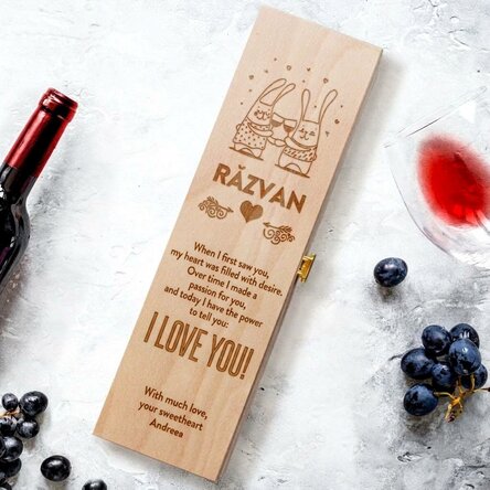 Personalised wine box with name and message - Valentine's Day