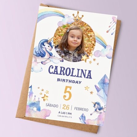Tarjeta personalizada con una foto y un texto - Invitación de cumpleaños