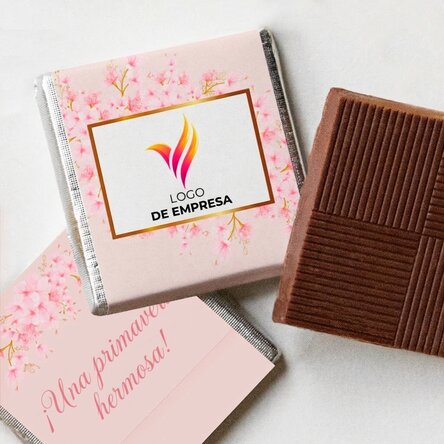 Mini tableta de chocolate personalizada con logotipo y mensaje - Primavera