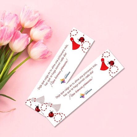 Marcapáginas personalizado con logotipo y mensaje