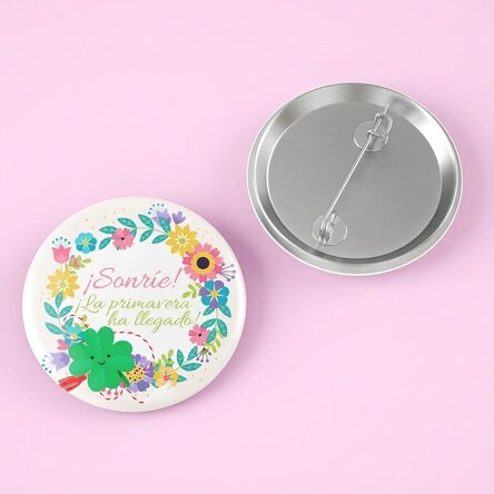 Chapa personalizada con texto: «¡Sonríe!»