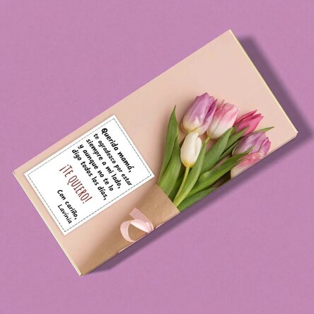 Chocolate personalizado con mensaje - Ramo de tulipanes