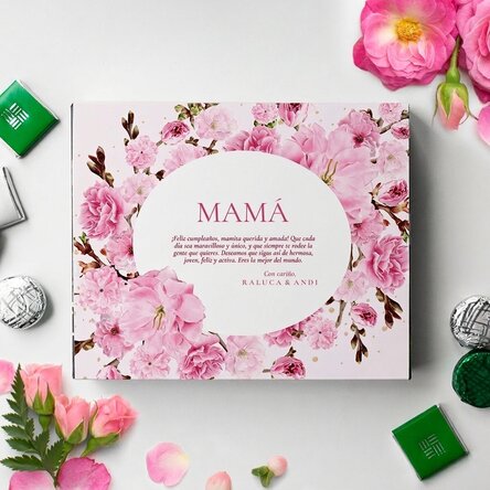 Caja de bombones personalizada con un mensaje para mamá